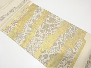 引箔ヱ霞に花鳥更紗模様織出し袋帯